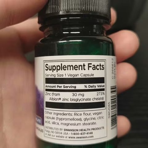 VEGAN -Viên uống Kẽm Albion Zinc, 30 mg, 90 viên nang thuần chay hãng Swanson