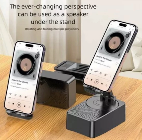Loa Bluetooth kiêm giá đỡ điện thoại 2 trong 1, sạc xoay đa năng, hỗ trợ livestream, tiện lợi cho người lười