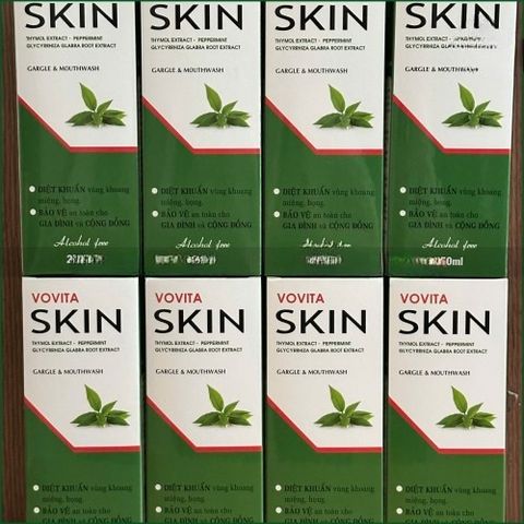 1 CHAI NƯỚC SÚC MIỆNG VOVITA SKIN – KHỬ KHUẨN HỌNG MIỆNG, NGỪA HÔI MIỆNG, HỖ TRỢ VIÊM LỢI, VIÊM HỌNG – CHAI 250ML