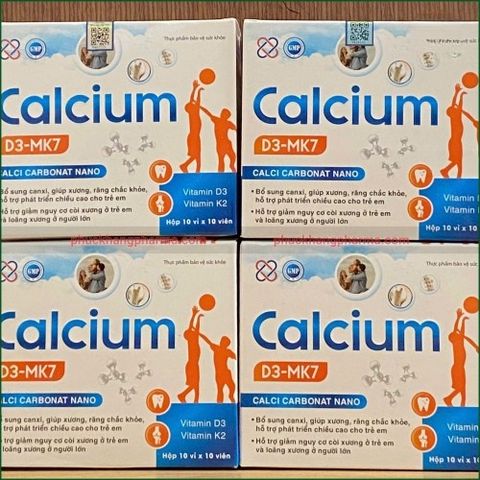 1 HỘP CALCIUM D3-MK7 – VIÊN UỐNG BỔ SUNG CANXI GIÚP XƯƠNG RĂNG CHẮC KHỎE, HỖ TRỢ PHÁT TRIỂN CHIỀU CAO CHO TRẺ EM – HỘP 100 VIÊN. THỰC PHẨM BẢO VỆ SỨC KHỎE CHÍNH HÃNG VINAPHAR.