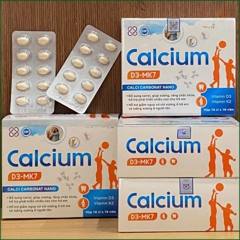 1 HỘP CALCIUM D3-MK7 – VIÊN UỐNG BỔ SUNG CANXI GIÚP XƯƠNG RĂNG CHẮC KHỎE, HỖ TRỢ PHÁT TRIỂN CHIỀU CAO CHO TRẺ EM – HỘP 100 VIÊN. THỰC PHẨM BẢO VỆ SỨC KHỎE CHÍNH HÃNG VINAPHAR.