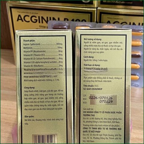 1 HỘP ACGININ B400 – VIÊN UỐNG HỖ TRỢ THANH NHIỆT MÁT GAN, GIẢI ĐỘC GAN, TĂNG CƯỜNG CHỨC NĂNG GAN, GIẢM VÀNG DA MẨN NGỨA DO GAN SUY GIẢM – HỘP 60 VIÊN.