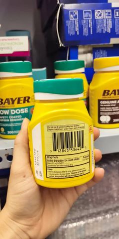 ngăn ngừa nhồi máu cơ tim Bayer Low Dose Aspirin 81mg 300 viên