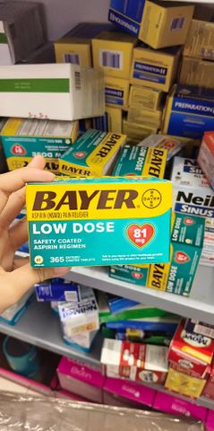 giảm đau và ngăn ngừa nhồi máu cơ tim Bayer Low Dose Aspirin 81mg 365 viên