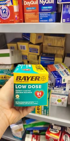 giảm đau và ngăn ngừa nhồi máu cơ tim Bayer Low Dose Aspirin 81mg 365 viên