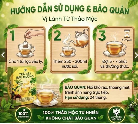 Trà cây rau mương thảo mộc tự thiên –giúp thanh nhiệt giải độc, tốt cho tiêu hóa – Hộp 30 gói x 3g