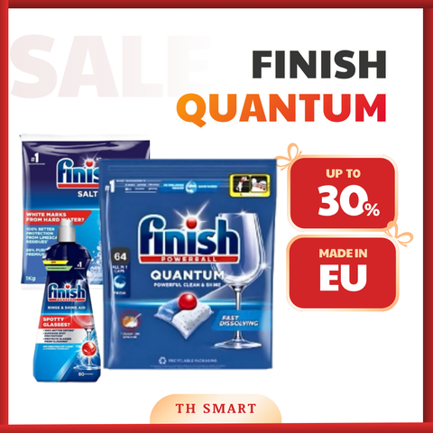 Combo Bộ 3 Muối - Bóng - Viên Rửa Bát FINISH Quantum Dùng Cho Máy Rửa Bát
