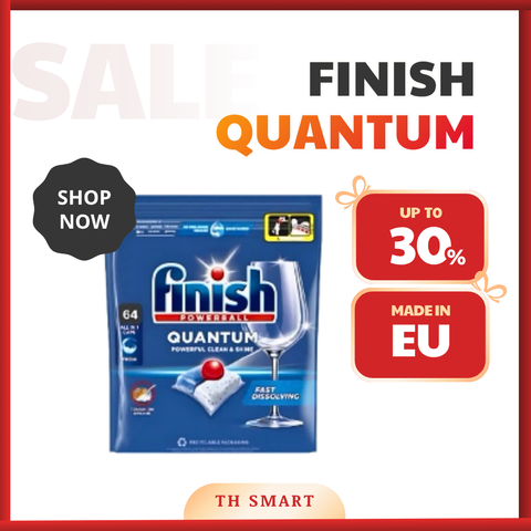 Combo Bộ 3 Muối - Bóng - Viên Rửa Bát FINISH Quantum Dùng Cho Máy Rửa Bát