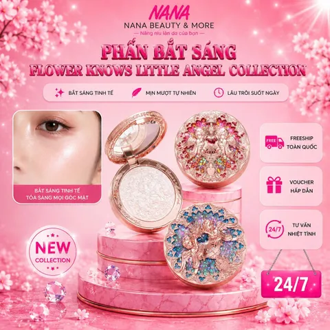 Phấn Bắt Sáng Flower Knows Little Angel 8g - Phấn Highlight Thiên Thần Nhỏ Dập Nổi 8g - Nana Shop