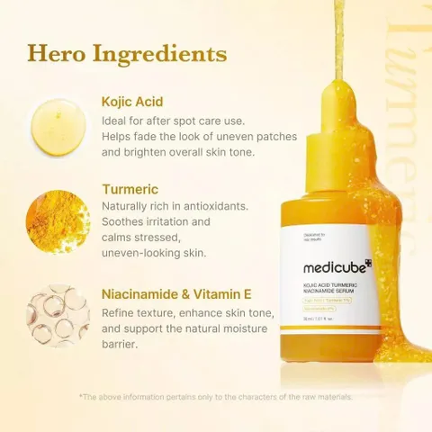 (Hàng CTY) Tinh Chất Medicube Kojic Acid Turmeric Vita Serum Dưỡng Sáng Mờ Thâm Nám Sau Mụn 30ML