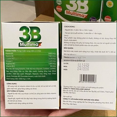 1 HỘP 3B MULTIMAX – VIÊN UỐNG BỔ SUNG VITAMIN NHÓM B, HỖ TRỢ BỒI BỔ CƠ THỂ, GIẢM MỆT MỎI, TĂNG CƯỜNG SỨC KHỎE – HỘP 100 VIÊN.