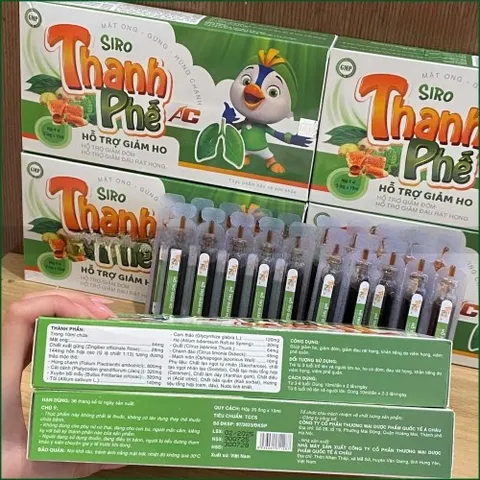 1 CHAI SIRO THANH PHẾ AC MẬT ONG GỪNG HÚNG CHANH – HỖ TRỢ GIẢM HO, GIẢM ĐỜM, GIẢM ĐAU RÁT HỌNG, VIÊM HỌNG, VIÊM PHẾ QUẢN – HỘP 20 ỐNG x 10ML.