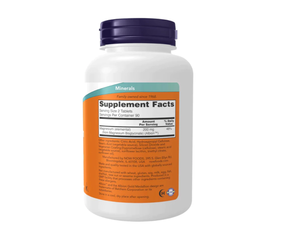 [CHÍNH HÃNG] Now Magnesium Glycinate 200mg thuần chay USA 180 viên