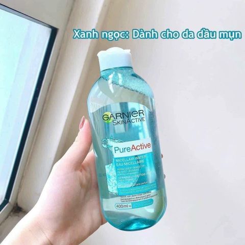 Nước Tẩy trang Garnier 400ml cho da dầu - Xanh Nhạt nắp trắng