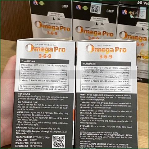 1 HỘP OMEGA PRO 3-6-9 – VIÊN UỐNG DẦU CÁ HỖ TRỢ GIẢM CHOLESTEROL MÁU, GIẢM NGUY CƠ XƠ VỮA ĐỘNG MẠCH, CẢI THIỆN THỊ LỰC – HỘP 60 VIÊN.