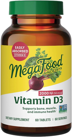 MegaFood Vitamin D3 2000 IU (50mcg) bổ sung Vitamin D hỗ trợ hệ miễn dịch, xương, răng và cơ bắp, phù hợp cho người ăn chay