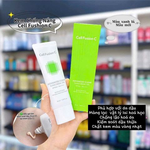 Kem chống nắng Cell Fusion C màu xanh mẫu mới 50ml