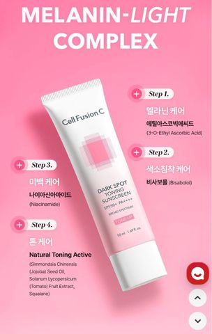 Kem Chống Nắng Cell Fusion C Toning Sunscreen 100 SPF50+ Nâng Tông Da 50ml - Giúp Bảo Vệ Da Tối Ưu, Kiềm Dầu và Phục Hồi Tông Da