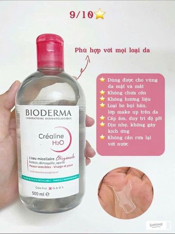 Nước Tẩy Trang Bioderma H2O 500ml - Sạch Dịu Nhẹ, Micro Cleansing Cho Da Nhạy Cảm, Dưỡng Ẩm Tự Nhiên 754003