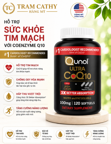 Qunol Ultra CoQ10 100mg 90 Viên/120 viên – Tăng Cường Năng Lượng và Bảo Vệ Tim Mạch Hiệu Quả, Hỗ Trợ Chống Oxy Hóa