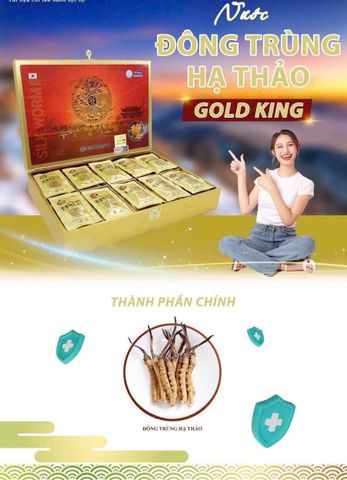 Nước Đông Trùng Hạ Thảo Gold King Hàn Quốc Hộp Gỗ Vàng 60 Gói - Tăng Cường Sinh Lực và Sức Khỏe cho Người Trung Niên 754039