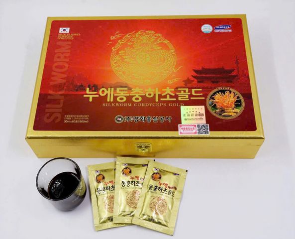 Nước Đông Trùng Hạ Thảo Gold King Hàn Quốc Hộp Gỗ Vàng 60 Gói - Tăng Cường Sinh Lực và Sức Khỏe cho Người Trung Niên 754039
