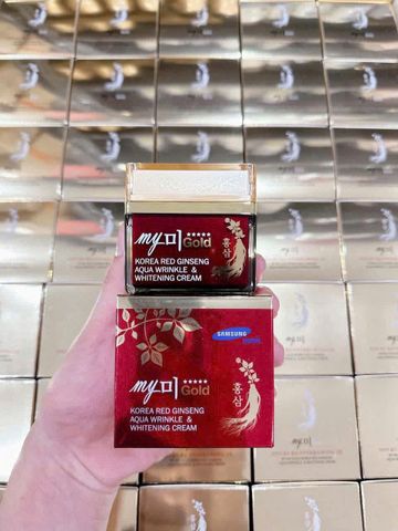  kem dưỡng da hồng sâm My Gold Korea Red Ginseng Aqua Wrinkle & Whitening Cream. 