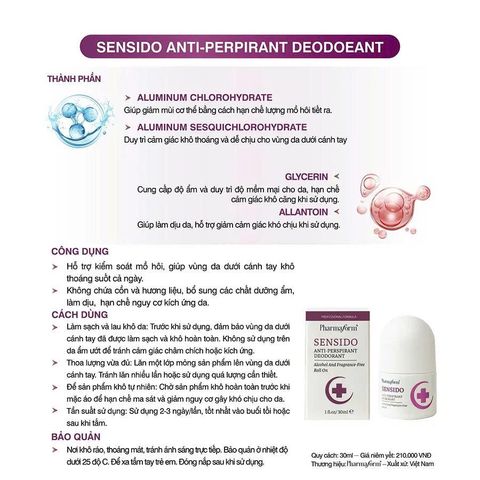 Lăn Khử Mùi Pharmaform Sensido Anti-Perspirant Deodorant 30ml [hàng nhập khẩu]