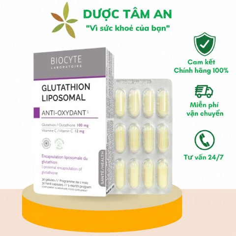 [Nhập khẩu] Glutathion Liposomal viên uống hỗ trợ trắng da, chống oxy hóa - Biocyte Pháp 