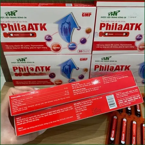 1 HỘP  PHILA ATK – BỔ SUNG VITAMIN B9, LYSINE, THYMOMODULIN HỖ TRỢ TĂNG SỨC ĐỀ KHÁNG, GIÚP ĂN NGON MIỆNG HỘP 20 ỐNG x 10ml