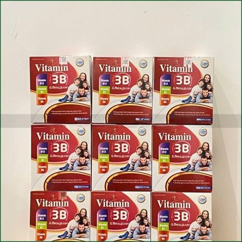 1 HỘP VITAMIN 3B & BETA GLUCAN - BỔ SUNG VITAMIN NHÓM B, TĂNG CƯỜNG SỨC KHỎE, HỖ TRỢ GIẢM THIẾU HỤT VITAMIN B - HỘP 10 VỈ X 10 VIÊN