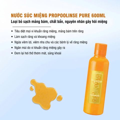 Nước Súc Miệng Nhật Bản Propolinse Vàng 600ml - Giải Pháp Làm Sạch Răng Miệng, Ngăn Ngừa Hôi Miệng, Hương Bạc Hà Tươi Mát 754219