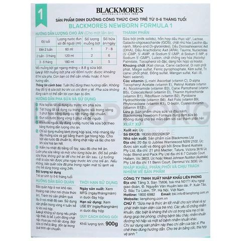 Sữa Blackmores số một Newborn Formula 900g Úc cho trẻ 0-6 tháng tuổi