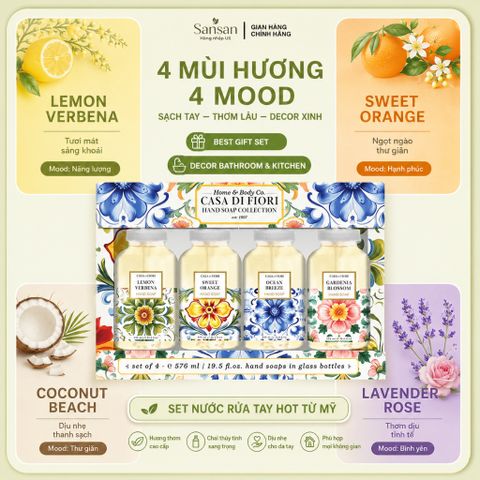 Nước Rửa Tay Casa Di Fiori Hand Soap Collection Mỹ Chai Thủy Tinh 4 Mùi Hương