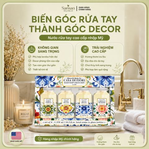 Nước Rửa Tay Casa Di Fiori Hand Soap Collection Mỹ Chai Thủy Tinh 4 Mùi Hương