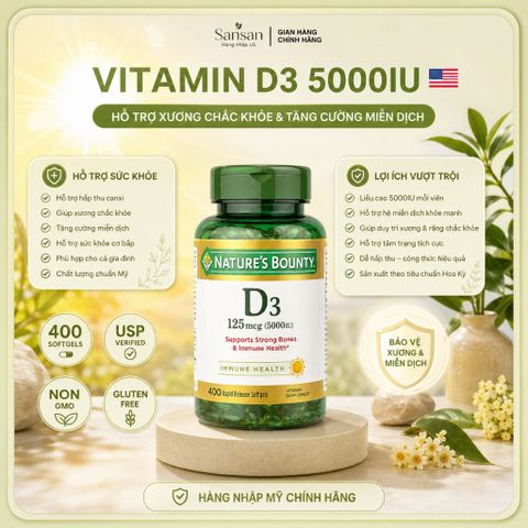 Vitamin D3 Nature’s Bounty 5000IU 400 Viên - Nội địa Mỹ