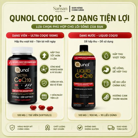 TPBVSK Qunol Ultra CoQ10 100mg Hỗ Trợ Tim Mạch, Dạng nước/ Viên