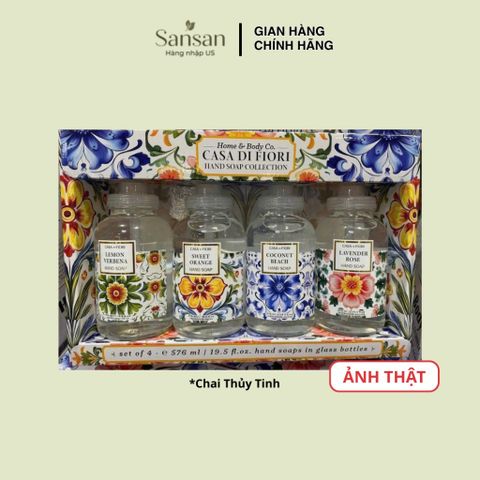 Nước Rửa Tay Casa Di Fiori Hand Soap Collection Mỹ Chai Thủy Tinh 4 Mùi Hương