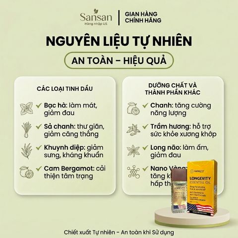 Dầu gió lăn Nanogize Longevity Essential Oil 21ml - Nội địa Mỹ