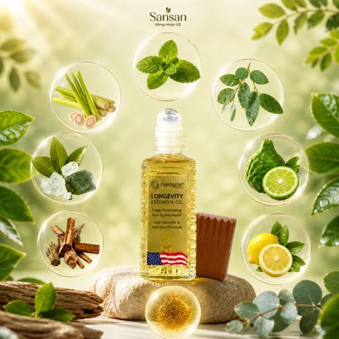 Dầu gió lăn Nanogize Longevity Essential Oil 21ml - Nội địa Mỹ