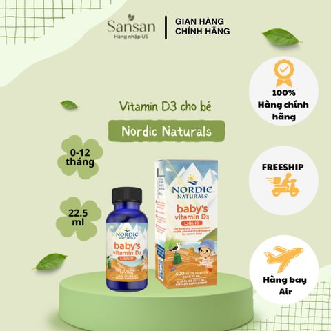 TPBVSK Vitamin D3 Nordic Naturals Baby 400IU Cho Bé Sơ Sinh 22.5ml - Xách tay/ Nhập khẩu