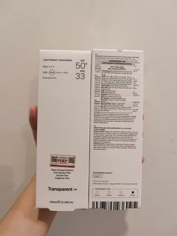 Kem chống nắng Transparent Lab LIGHTWEIGHT SUNSCREEN SPF50+ 100ml -Thương hiệu từ Tây Ban Nha