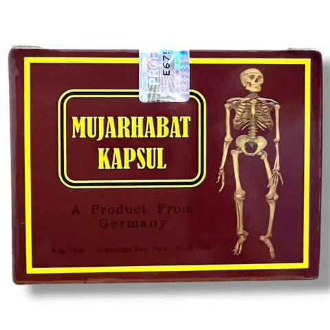 Viên uống đau nhức xương khớp, đau mỏi cổ vai gáy khớp đỏ Mujarhabat Kapsul - Xuất xứ Malaysia - Hộp gồm 20 ống - Mã 2055