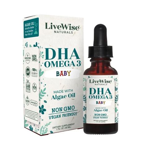 DHA hữu cơ dạng giọt Livewise DHA Omega-3 Baby cho trẻ sơ sinh và trẻ em, 30ml