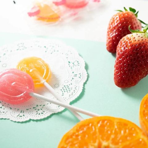 Kẹo mút tăng cường IQ cho trẻ vị dâu cam Unimat Riken 70g túi 10 chiếc hàng Nhật nội địa