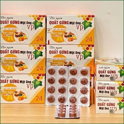 1 HỘP KẸO NGẬM QUÂT GỪNG MẬT ONG VP - HỖ TRỢ GIẢM HO, LONG ĐỜM, THANH NHIỆT, MÁT HỌNG - HỘP 24 VIÊN