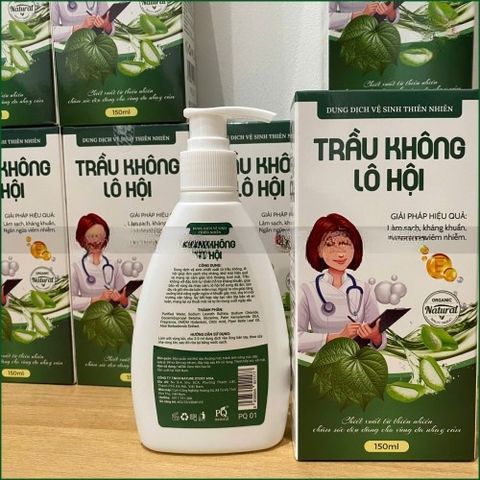 1 HỘP DUNG DỊCH VỆ SINH TRẦU KHÔNG LÔ HỘI PQ NATURAL - DUNG DỊCH VỆ SINH PHỤ NỮ THIÊN NHIÊN, GIÚP KHỬ MÙI, SÁT KHUẨN, NGĂN NGỪA VIÊM NHIỄM PHỤ KHOA - CHAI 150ML