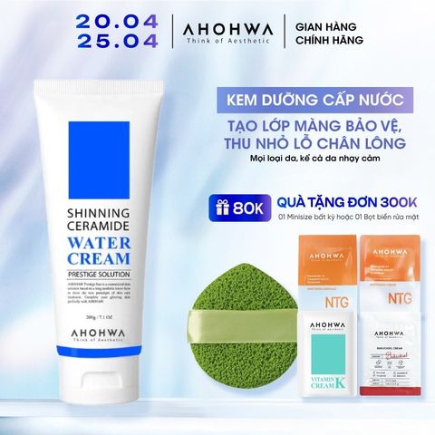 Kem Dưỡng Ẩm Da Mặt AHOHWA Shinning Ceramide Water Cream - Dưỡng Trắng, Làm Dịu Cho Da Khô