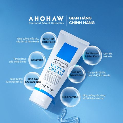 Kem Dưỡng Ẩm Da Mặt AHOHWA Shinning Ceramide Water Cream - Dưỡng Trắng, Làm Dịu Cho Da Khô