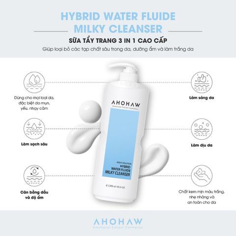 Sữa Tẩy Trang Ahohwa Hybird Water Fluide Milky Cleanser 1000ml Dành Cho Mọi Loại Da
